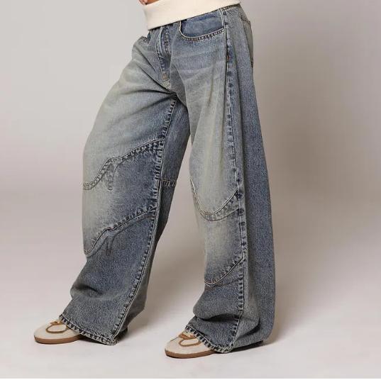 Loose-fitting Straight-leg Jeans With Pockets Fashion Casual Trousers Street-style Pants Women's Clothing
