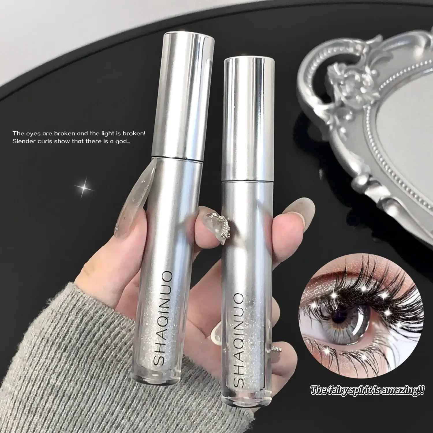 2pc Rhinestone Mascara, Shimmering Dense Long-Lasting, Waterproof Smudge-Proof, Non-Clumping, Party Eye Makeup Essential, Perfect Gift