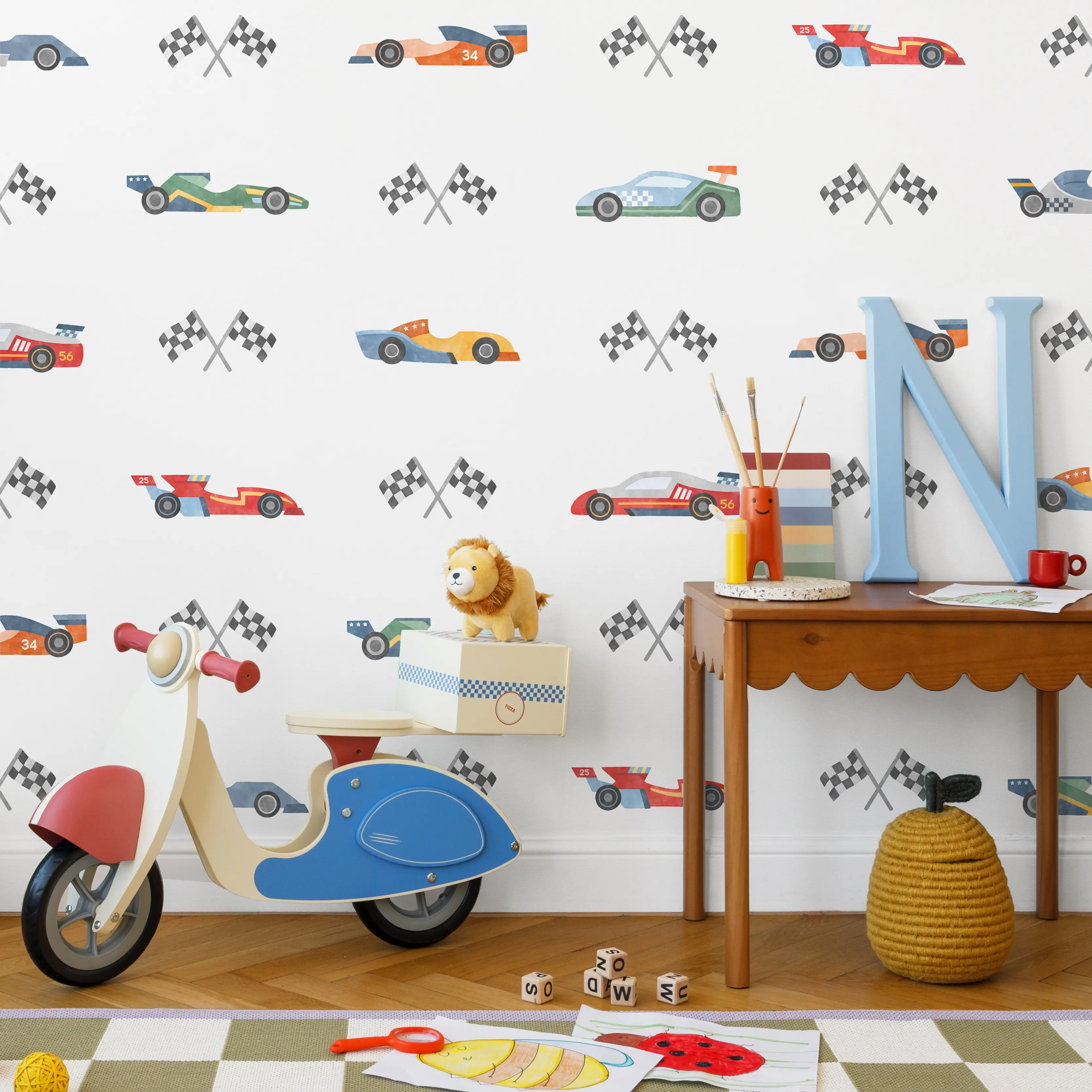 Race Car Wall Decals - Removable & Reusable Fabric Wall Stickers