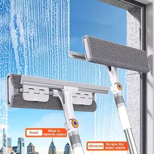 2-In-1 Glass Cleaner Tool, Multi-Functional Plastic & Stainless Steel Window Cleaning Brush, Ideal for Bathroom, Outdoor, Walls, Floors, Glass Surfaces
