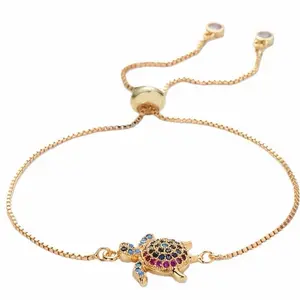 Gold and Silver Turtle Bracelet Fully Adjustable Womens Jewelry