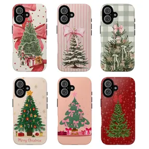 Christmas Tree Tough Case – Festive Holiday Protective Phone Cover with Cute Bow Design, case for ip and ss, ip17, gift for him for her, aesthetic protective cover