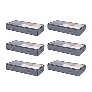VEVOR Under Bed Storage with Clear Lids, Summervibes,Summervibes, 39.2 x 19.7 x 7.1 Inch, 90L Large Underbed Clothes Storage Containers, Low Profile Under Bed Drawer Shoe Organizer Bins Box for Blanket Shoe Bedroom, 6 Pack
