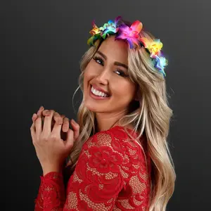 Light Up Tropical Orchid Flower Crown Headband with 12 Multicolor LED Lights Perfect for Festivals Weddings & Parties One Size Fits All