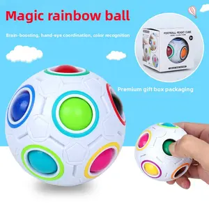Children's Magic Cube Rainbow Ball 12-Hole Stress Relief Pressing Training Intelligence Magic Cube Handheld Ball Children's Toy