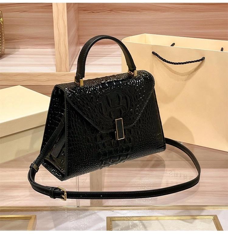 【Final Sale】Genuine Top-Grain Leather Kelly Handbag Elegant Handheld Shoulder & Crossbody with Detachable Strap for Everyday Use 10.2" L x 4.7" W x 7.9" H