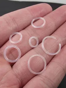 4pcs/set Hip Hop Style Clear Plastic Septum Rings Nose Piercings Kit, 14g 18g Retainer Cartilage Tragus Helix Earring Clicker, Unisex Piercing Jewelry Nose Rings Hoops