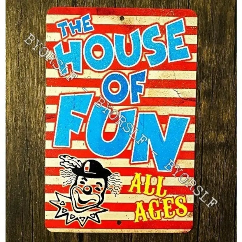 8 Inch Carnival Fair Theme Aluminum Wall Art Sign Midway Amusement Park Circus Decor Clown Ride Attraction Metal Home Decor