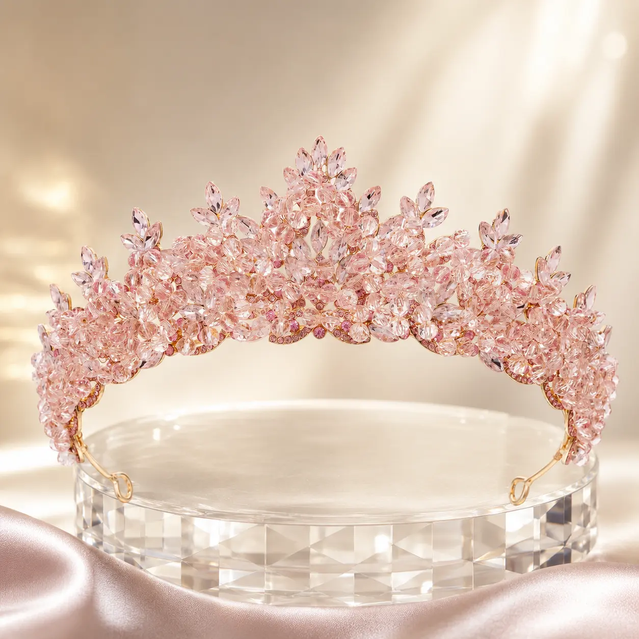 Varii Jewelry Rhinestone Tiara Crown with Artificial Crystal Beads, Sparkling Statement Headpiece for Weddings, Prom, Birthdays, Pageants and Special Occasions