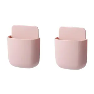 2PC TV Remote Control Storage Box, Wall-mounted Storage Box, Mobile Phone Charging Bracket, Multipurpose Phone Holder, Pencil Case, Ballpoint Pen Storage Box, Desk Storage