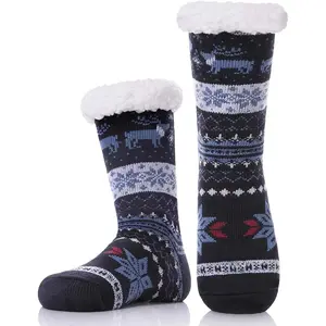 Mens Fuzzy Slipper Socks Warm Thick Heavy Thermal Fleece lined Fluffy Winter Non Slip Socks