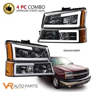 Fit For 2003-07 Chevy Silverado/Avalanche  LED DRL Clear Amber Signal Headlights