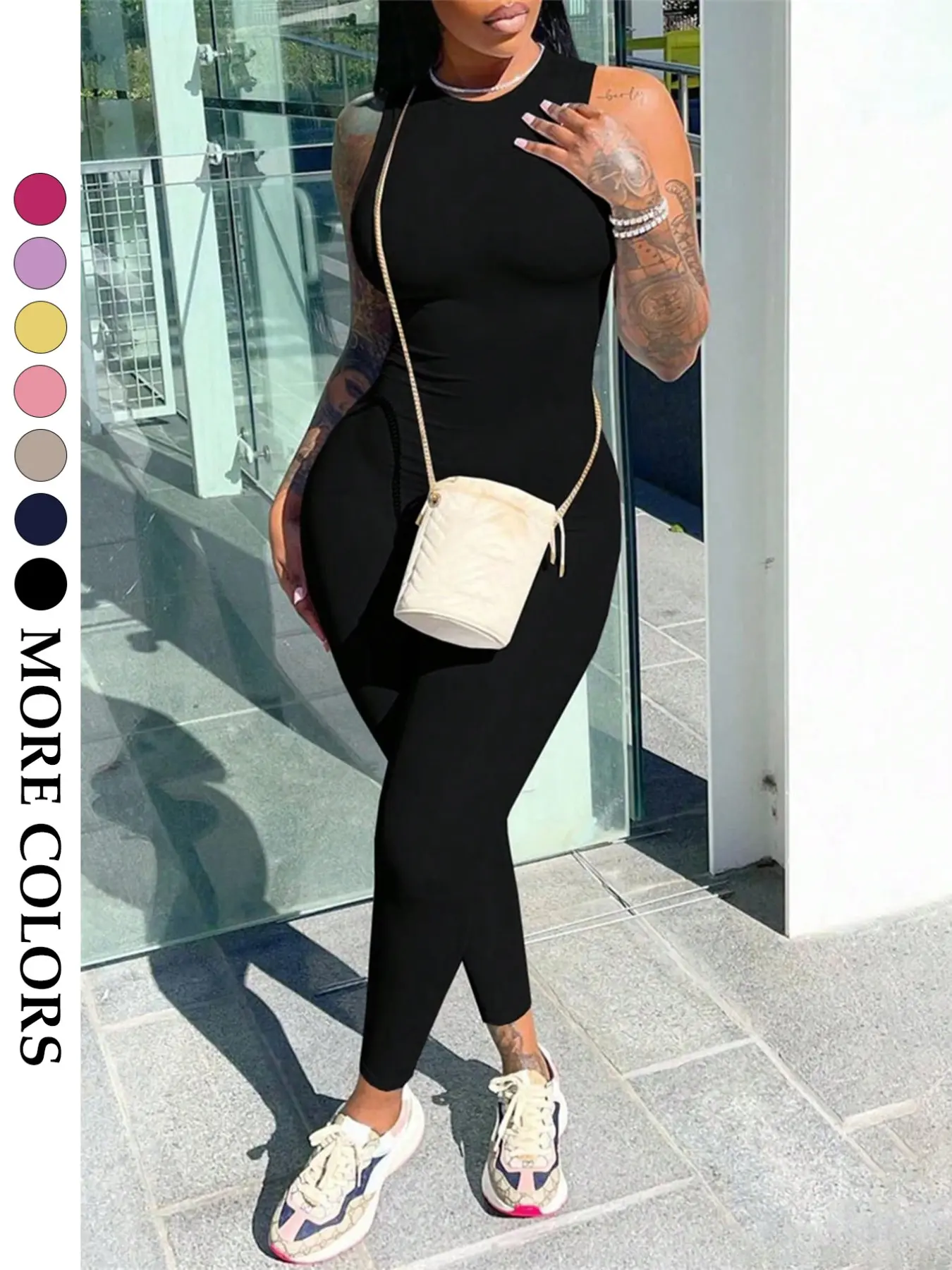 Women's Sexy Punk Style Tight Fitted Jumpsuit, Skin-Friendly Fit, Curvy Bottoms, Casual Long Sleeve Blouse, All Seasons Wear, Womenswear