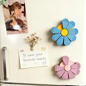 Flower Bag Clips, Cute 3D Flowers Printed Snack Sealer for Kitchen Organization, Multifunctional Magnetic Flower Fridge Magnets, Decorative Kitchen Office Home Decoe
