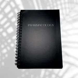 Black Pharmacology Nursing School Journal with 200 Fill-in Templates and Spiral Binding
