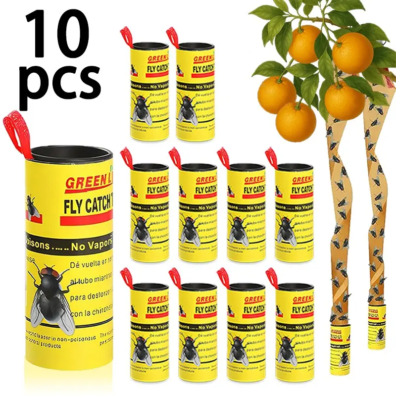 20pcs/10pcs Sticky Fly Roll, Non-Toxic Pest Control Tape, Bug Sticky Traps, Indoor Outdoor Use, Ideal for Food Stalls & Meat Shops, Dual-Sided Adhesive, Fly Strips Indoor Sticky Hanging, Indoor Insect Control