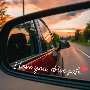 4PCS I Love You Drive Safe Mirror Sticker,Car Stickers & Decals for Women, Rear View Mirror Sticker,Cute Cars Decor & Decorations (I Love You Drive Safe (White)
