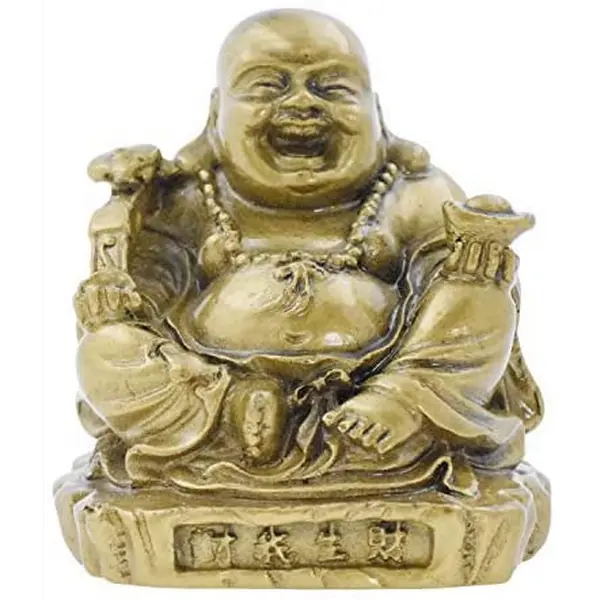 Laughing Happy Small Buddha Statue Figurine for Lucky Home Décor Gift Gold Color