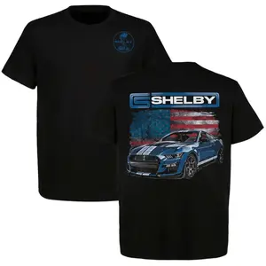 Shelby American USA Flag 2 Sided T-shirt, Shelby Mustang American Muscle Shirt, Muscle Car Enthusiast Tee, Classic Car Shirt, Perfect For Car Lover