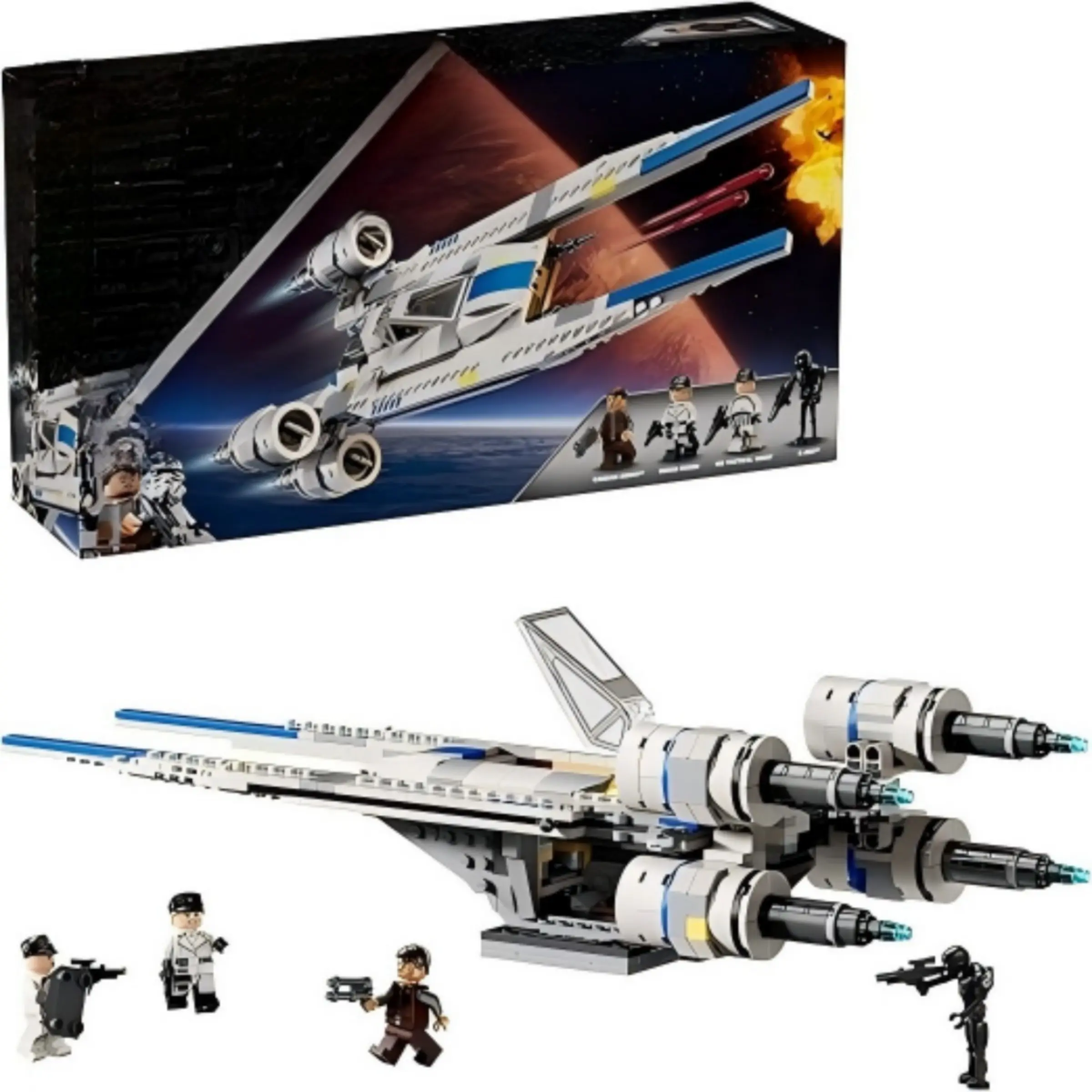 Sci-Fi U-Wing Starfighter Building Set, Space Model Toy with Character Figures, Birthday Gift Idea
