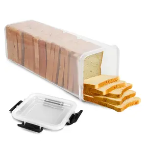 1 Piece Plastic Bread Box with Flip Lid - Freezer Safe Rectangular Bread Storage Container, Reliable Sealing, Suitable for Kitchen Freshness - Upgraded Locking Bread Storage Box.kitchen organizers and storage
