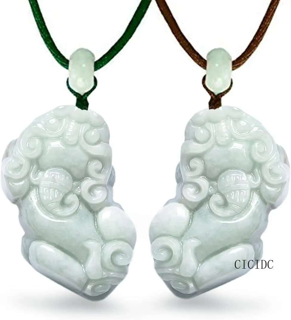 Natural Jade Beads Green Jade Pixiu Pendant Couple's Pendant A Pair Of Pixiu Pendants Green Jade Wishful Pixiu