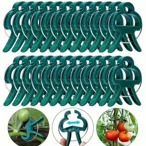 Garden Plant Support Clips Set, 50pcs Large Size Adjustable, Ideal for Flowers Tomatoes Vines, Greenhouse Clamps, Climbing Plants Stakes
