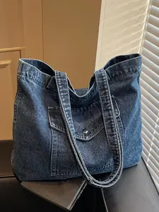 Minimalist women's shoulder bag, Denim crossbody bags, with a minimalist zipper opening and closing design, solid color classic style, suitable for daily use such as commuting, shopping, etc.