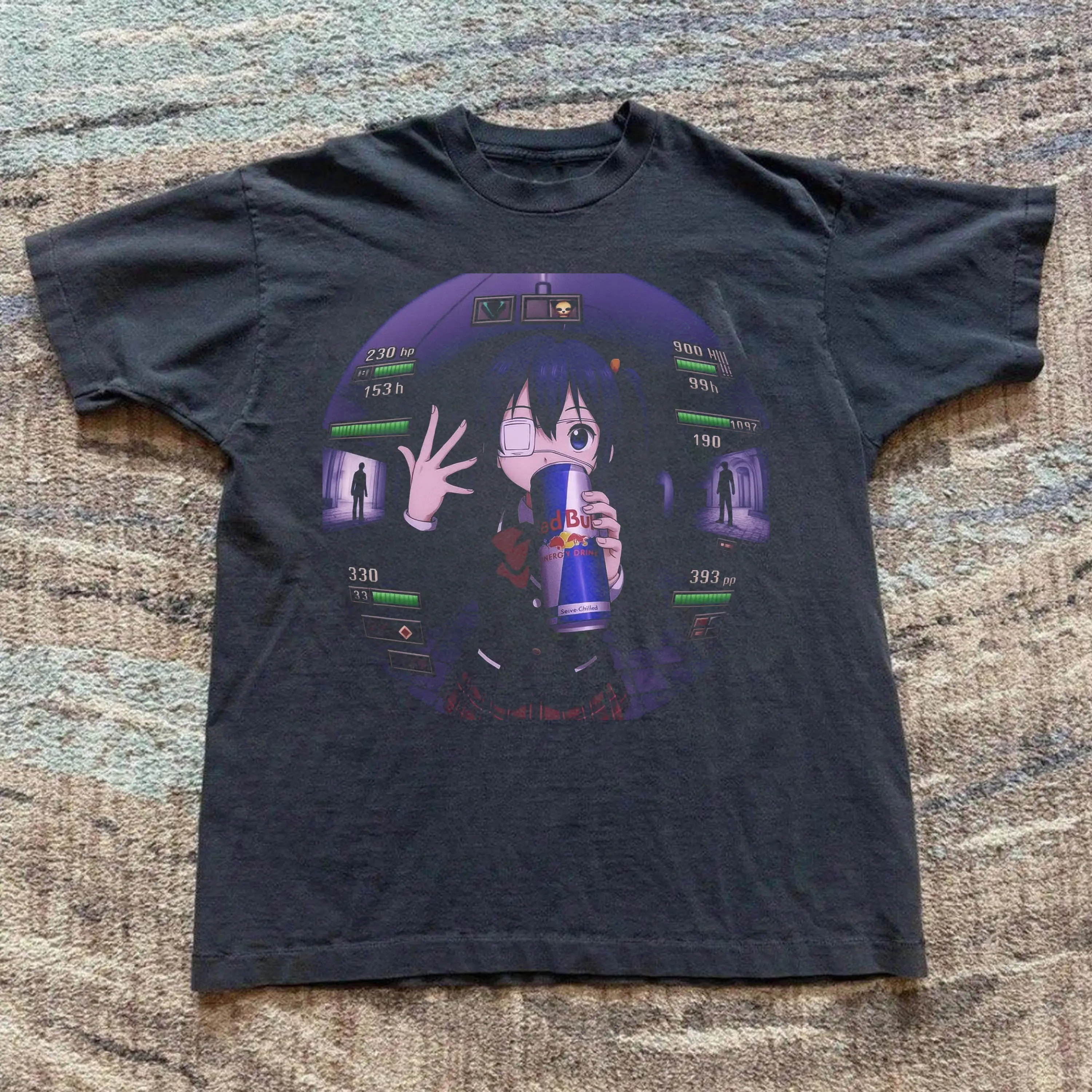 Rikka Takanashi x Red Bull T-Shirt - Love, Chunibyo & Other Delusions Tee, Anime Tshirt, Unisex Vintage Graphic Tees Gothic Grunge Y2K Emo Scene Amity Affliction Style Clothes Men Women Streetwear
