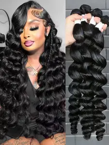 Loose Deep Wave Luxury Salon Quality Brazilian Human Hair Bundles Weave 2 3 4 Bundles Natural Color Virgin Remy Hair Extensions For Women Loose Curly Hair Weft Weaving