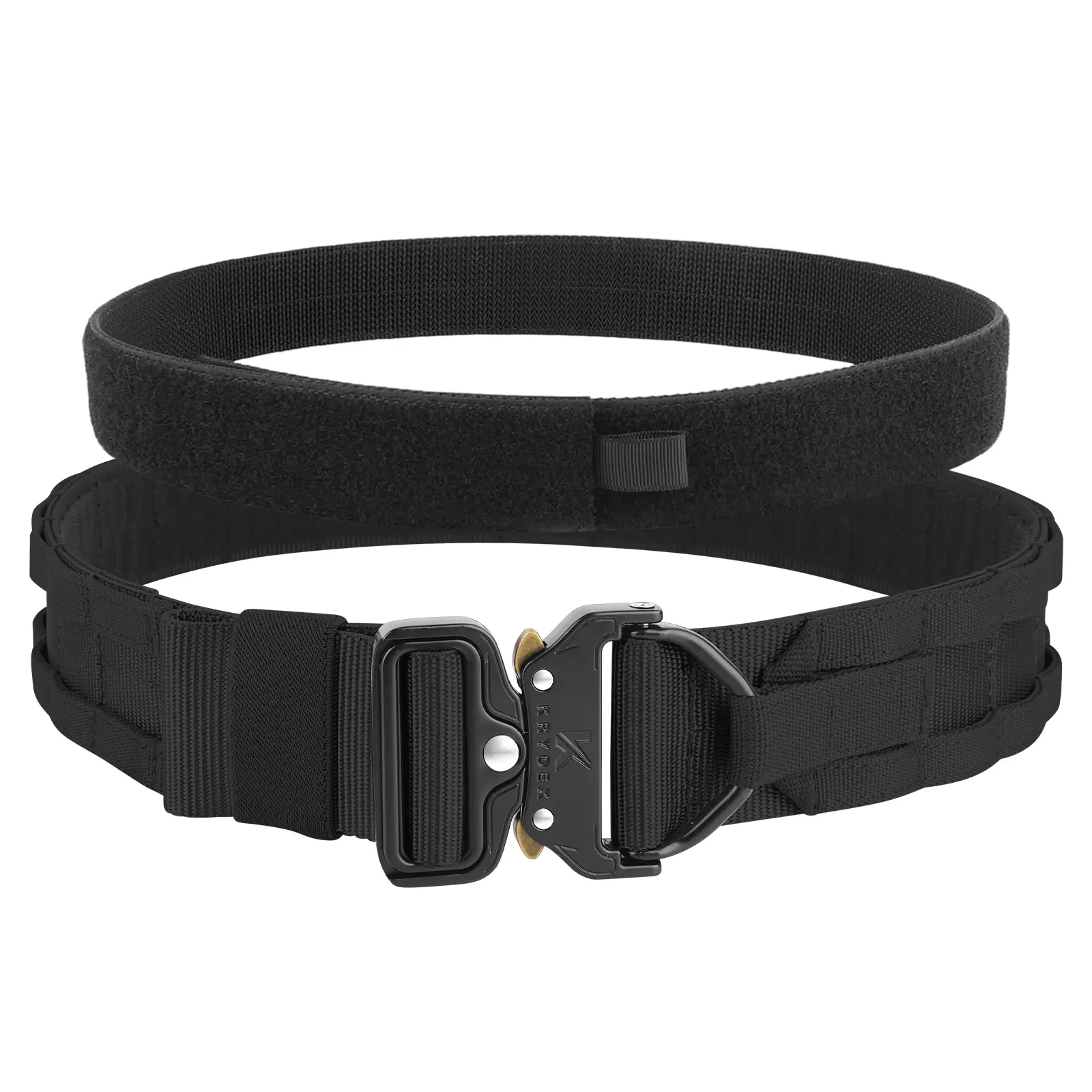 KRYDEX Unisex Adjustable 2-Piece Tactical Belt - Heavy Duty 1.75in MOLLE Outer Webbing, 1.5in Inner Nylon Webbing with Quick Release D-Ring Buckle, Unisex Names