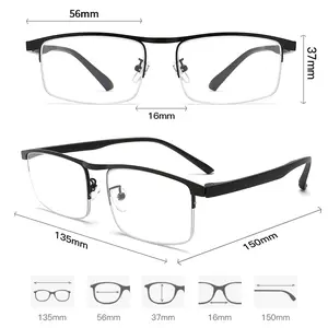 Photochromic progressive multifocal reading glasses with blue light blocking and protection, half-frame bezel-less black gold frame, suitable for reading, traveling, working and daily use reading glasses