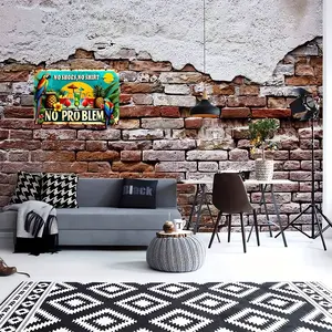 Vintage Metal Aluminum Sign - 8''X12''/20Cm*30Cm Retro Tropical Wall Decor - Summertime Hawaiian Parrot Pineapple Cocktail Hawaii Theme, NO Shoes NO Shirt NO Problem Design, Perfect For Home Kitchen Bedroom Cafe Living Room Decoration