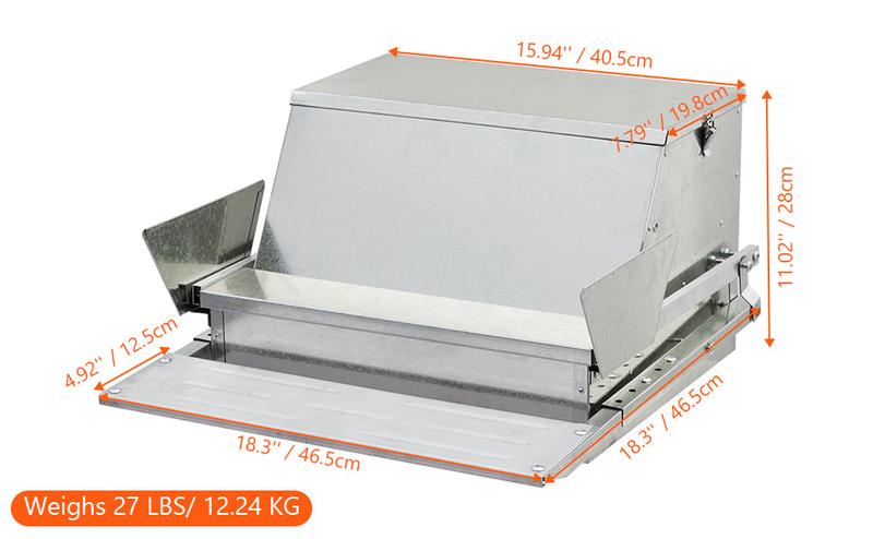 GARVEE 27LBs Automatic Treadle Chicken Feeder, Galvanized Steel, Outdoor