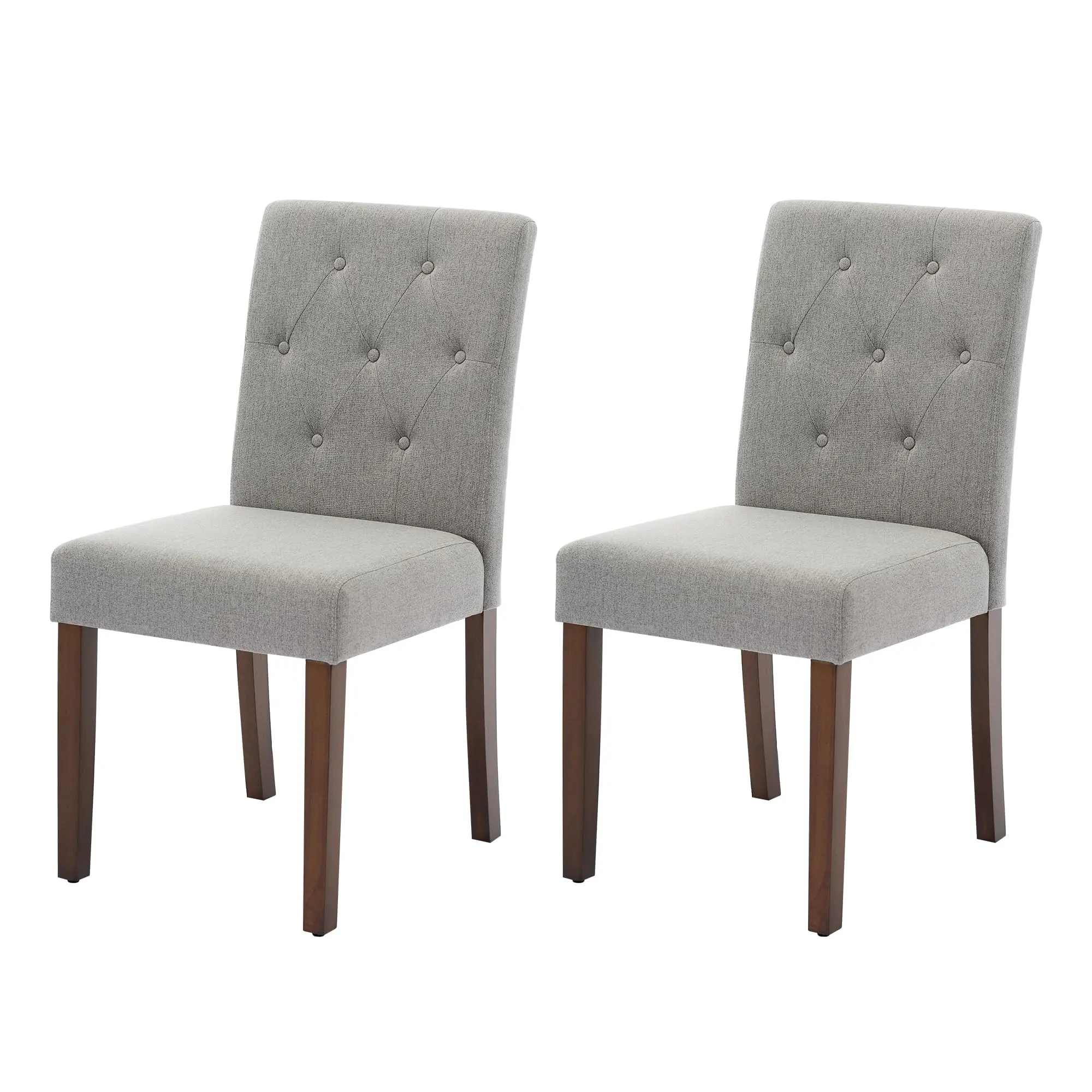 Elegant Modern Upholstered Dining Chairs Set of 2 with Nailhead Trim, Wood Legs, Padded Seat and Back Support for Kitchen, Restaurant, Wedding (Gray)