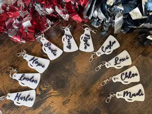 Cheer, Pom or Dance Team Keychain with Megaphone, Bag Tag, Luggage Tag, or Zipper Pull - Choose your team colors and names!