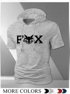 Trendy Men's Fox Theme Hoodie, Unique Cartoon Print, Fitted Long Sleeve, Perfect for Summer Street Style, Casual & Trendy