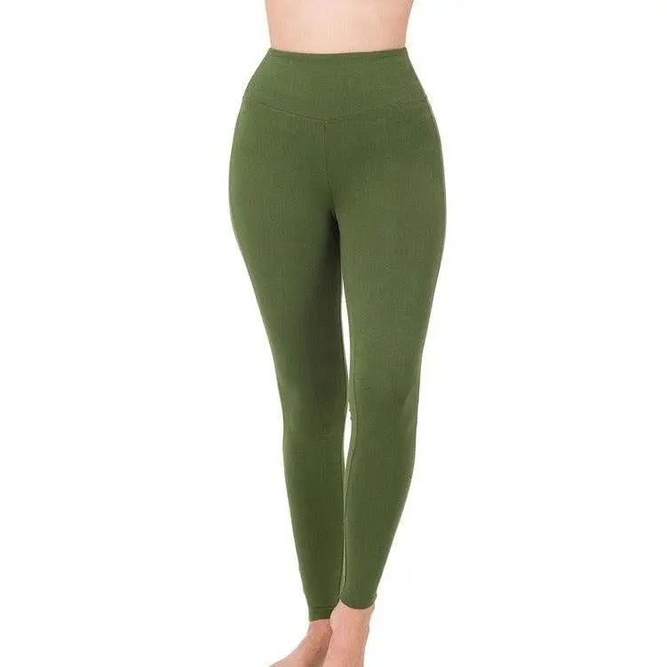 CASUAL WIDE WAISTBAND PREMIUM COTTON LEGGINGS