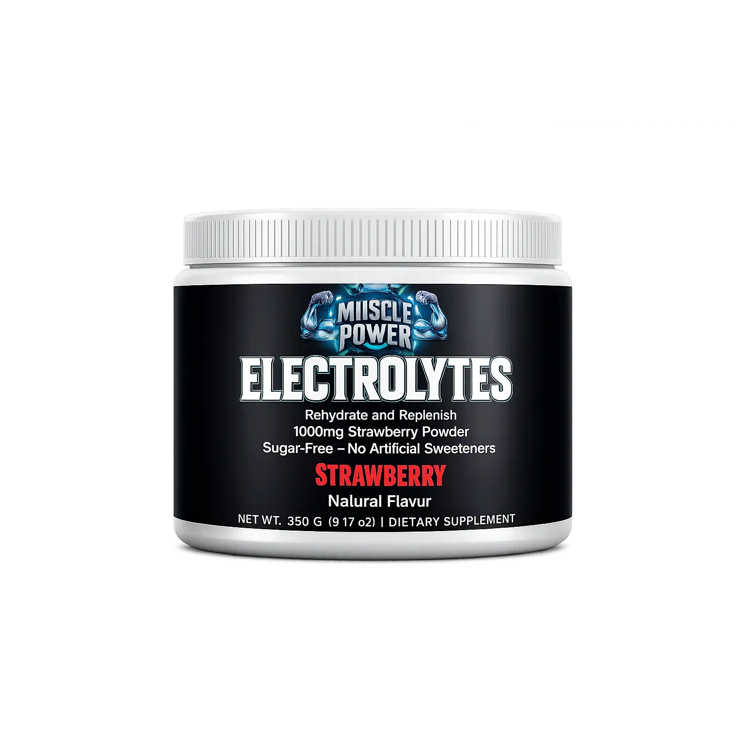 Muscle Power Advanced Electrolyte Powder (9.17 oz) - Strawberry Flavor Gym Workout Hydration & Recovery Supplement