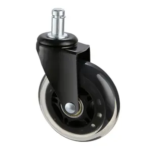 VEVOR Polyurethane Office Chair Caster Wheels, 5-Piece 3 in Silent Roll Replacement Set, Heavy-Duty 130 lbs Load Capacity, Universal Fit for Most Chairs, Suitable for Hardwood Floors & Carpet