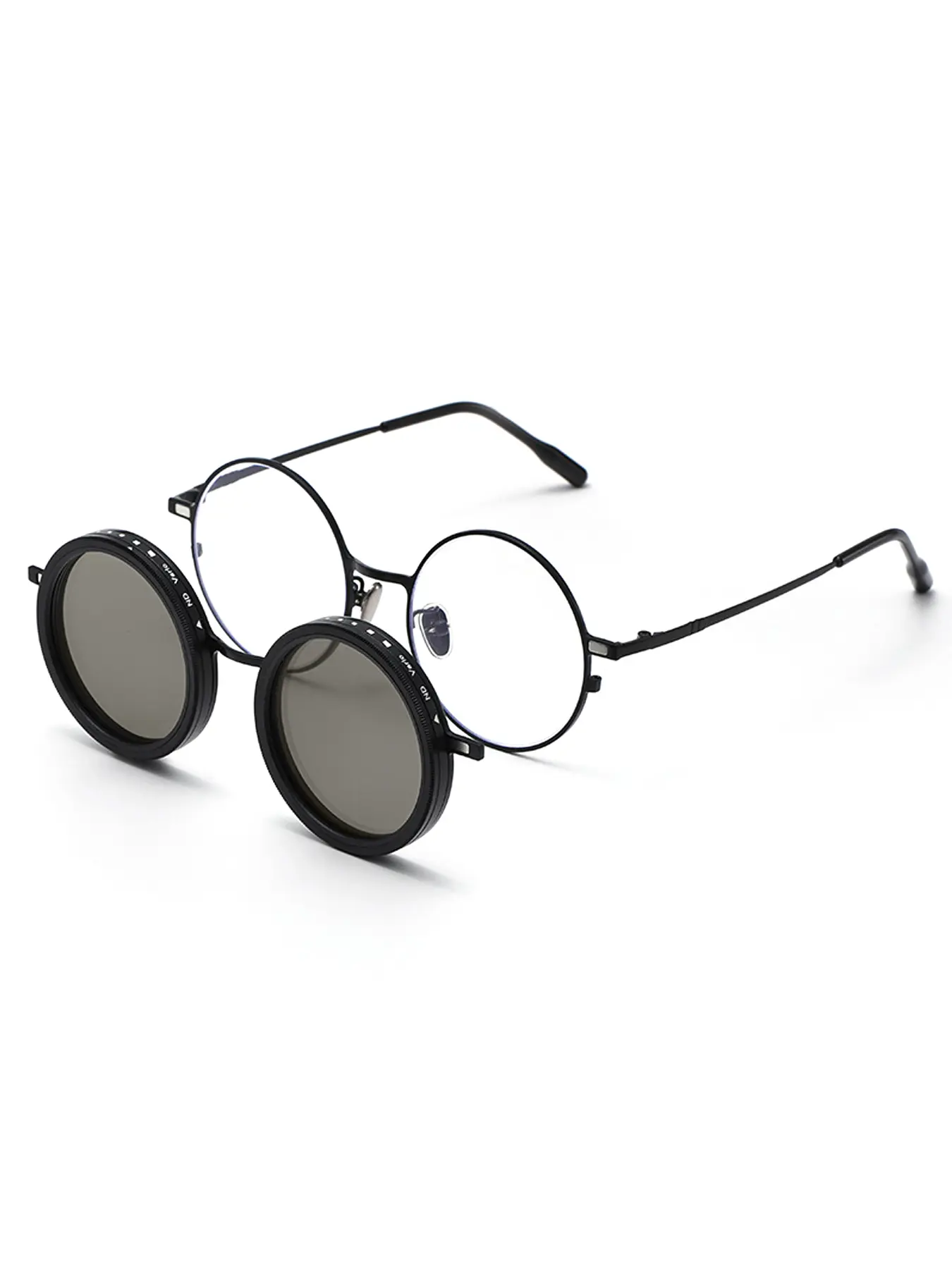 Magnetic Clip-On Classic Polarized High Quality Sunglasses with ND9 Rotatable Adjustable Tint Compatible with Prescription Lenses for Myopia Polarized Clip-Ons Adjustable Light-Reducing Lenses, Sun Protective Sunglasses