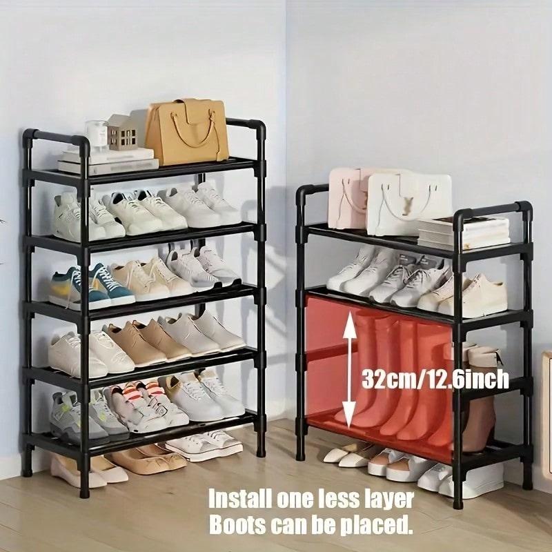 TAIMASI 1pc Multi-Layer Shoe Rack, Black Shoe Storage Stand, Simple Household Shoe Storage And Organization, Multifunctional Storage Shelf, Space Saving Shoe Rack, Suitable For Doorway, Bedroom, Corridor