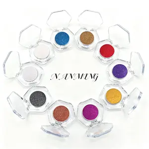 NANMING Single Pan Glitter Shimmery Eyeshadow Super Pigmented Easy Swipe Zero Fallout InvinciblePink & DivineBlue Safe Skin-Friendly Micro Glitter Gentle Makeup Palette