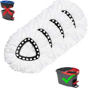 4 Pack Ultimate Spin Mop Upgrade | No More Dirty Floors | Machine Washable & Durable mop floor cleaning Smooth Absorbent Household Microfiber