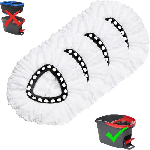 4 Pack Ultimate Spin Mop Upgrade | No More Dirty Floors | Machine Washable & Durable mop floor cleaning Smooth Absorbent Household Microfiber