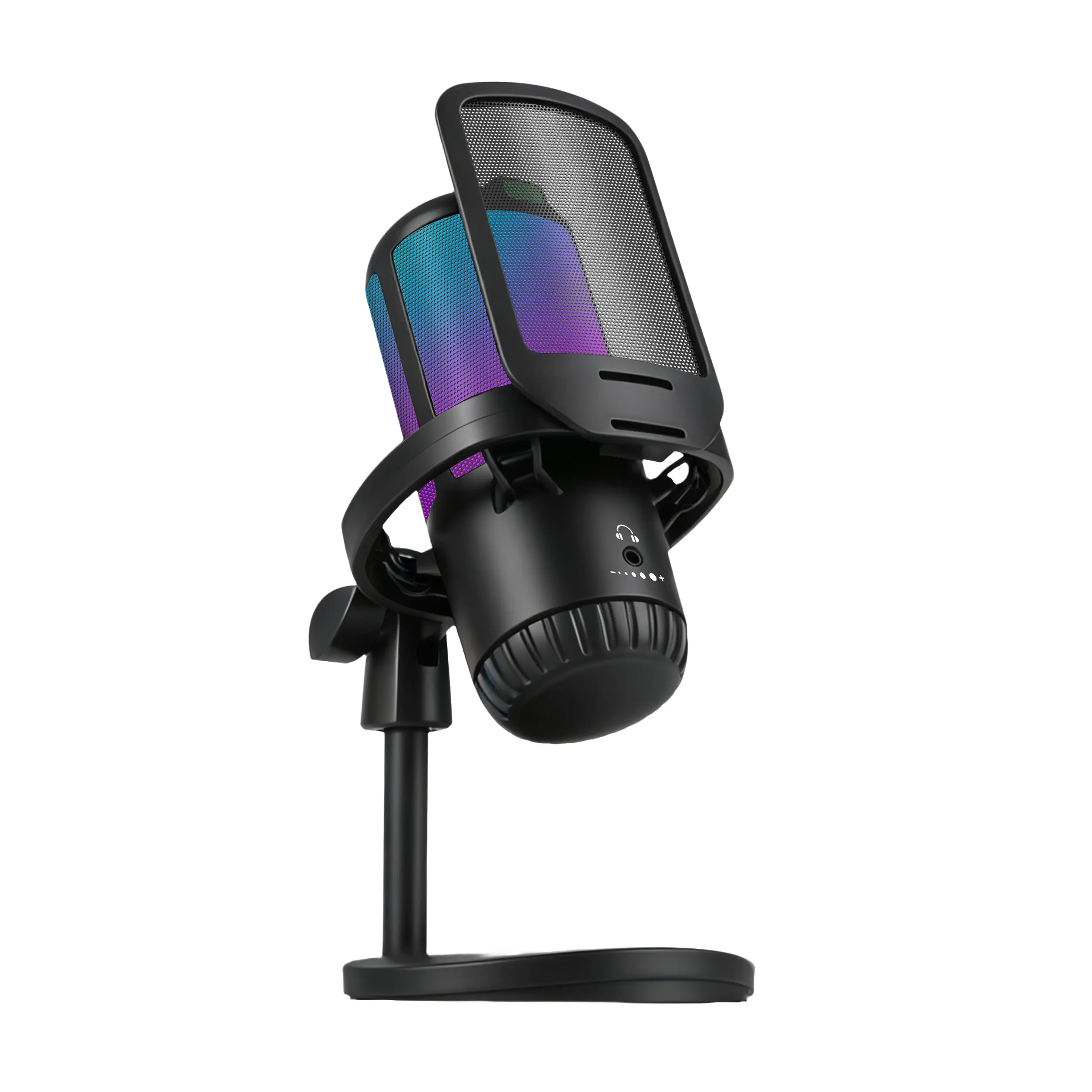 APAKAI 005 USB Powered 4-in-1 Gaming Microphone - Gaming Accessories, PC Accessories, USB Type-C, 3.5 mm Jack, Auto-Switch RGB Lights, Plug-N-Play Volume Control, 1-Tap Mute, Shock Mount Adapter for PS4/PS5, Mobile Phones, 192kHz/24bit Audio