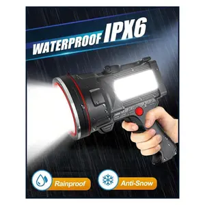 Spotlight, Searchlight 200000 Lumens Bright High Lumen Handheld Light, 12000 MAh Rechargeable LED Spotlight Flashlight, Waterproof Spotlight for Camping, Boating, Hunting