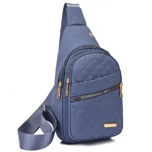 New style chest bag for women, fashionable embroidered thread diamond grid single shoulder crossbody bag, large capacity waterproof multi-layer backpack