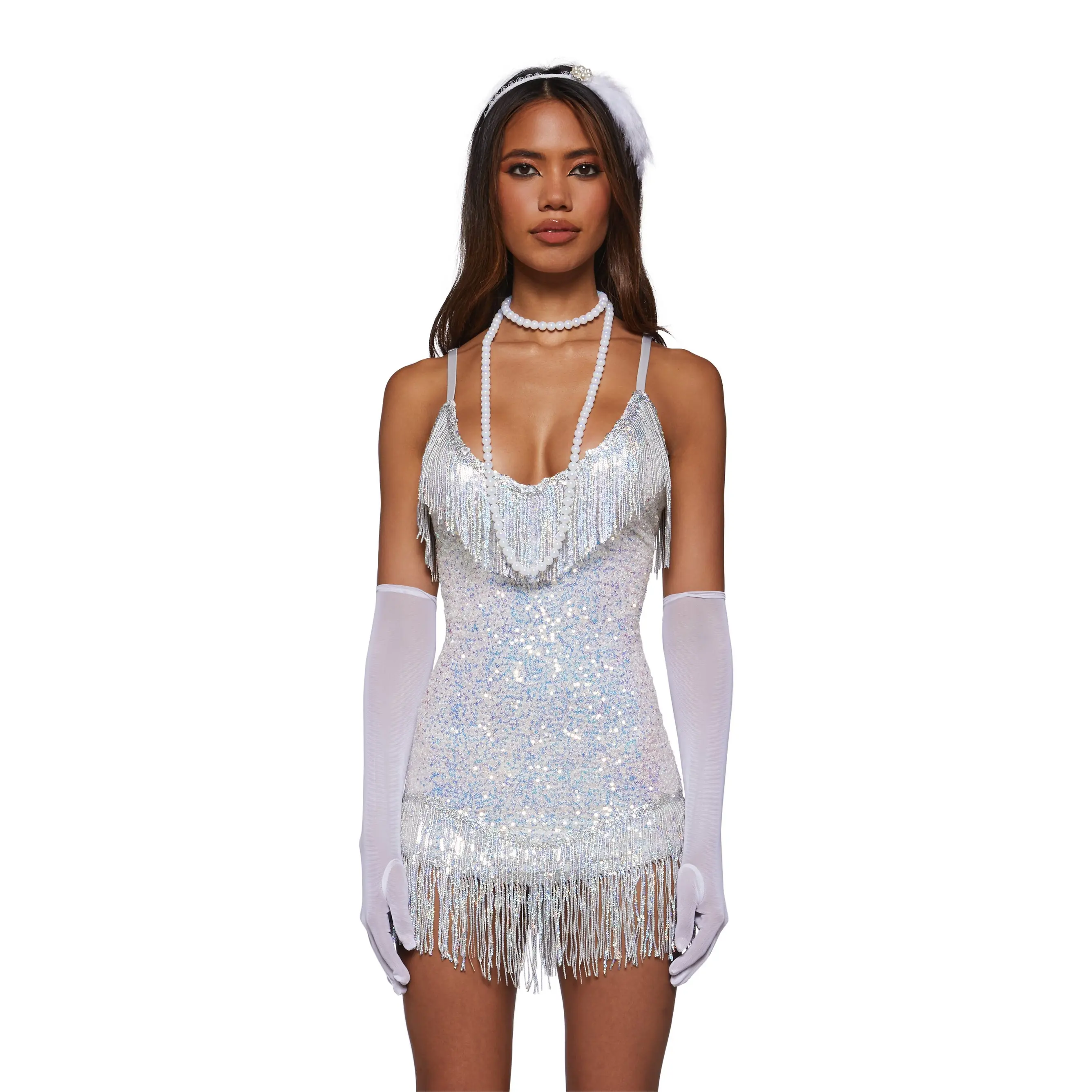 Flapper Silver Fringe Costume