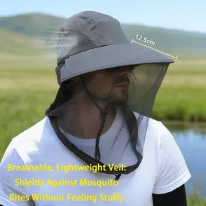 Unisex Outdoor Breathable Sun-Protection & Mosquito-Repellent Hat — Face-Shading, Breathable Mesh Face Mask for Night Fishing, Insect Protection, and Beekeeping